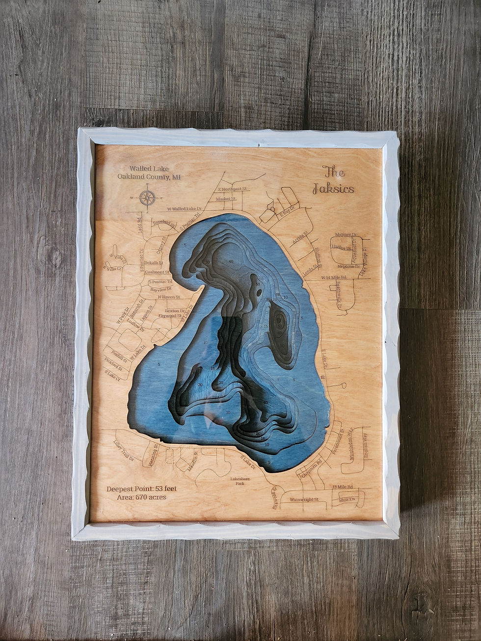 Thumbnail: walled lake 3d wood mpa in driftwood gray frame