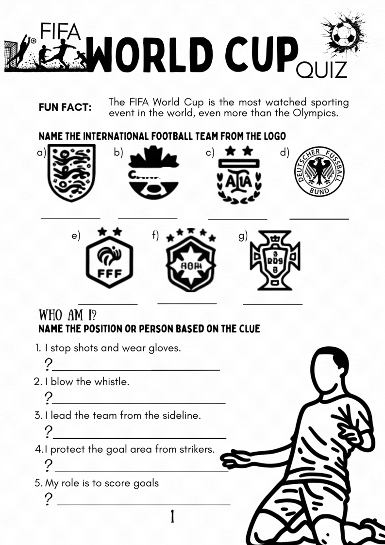 Free World Cup Football Quiz Activity Pack 