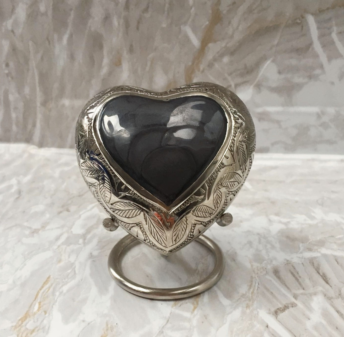Grey Heart Keepsake Urn - 3.5"