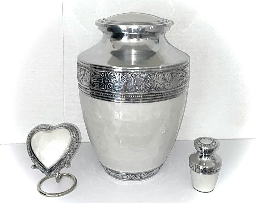 Thumbnail: White Heart Urn with Large and small urn