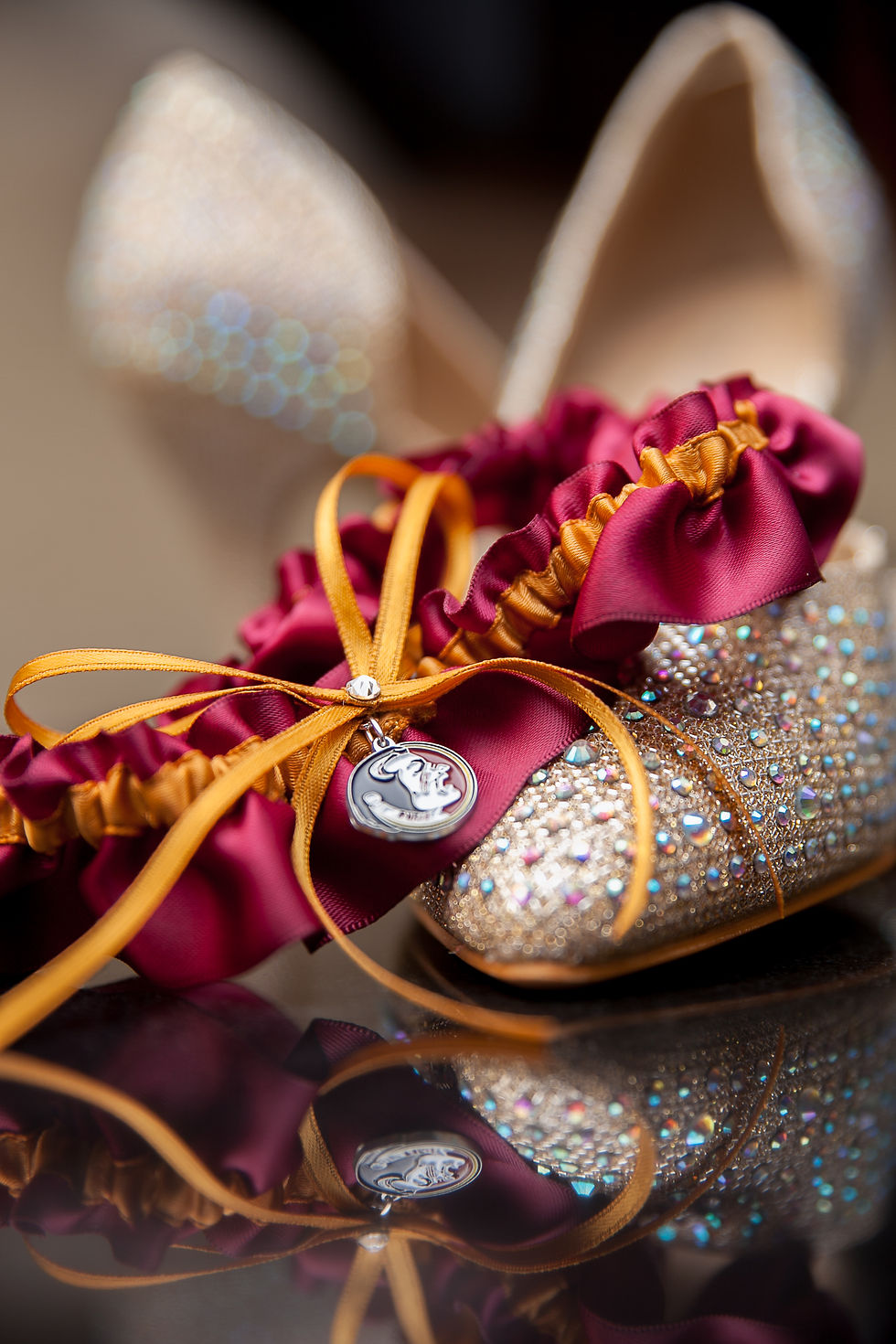 Florida State University Seminoles Wedding Garter Close-up