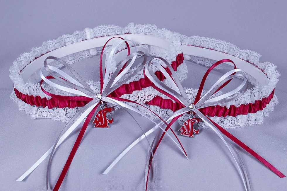 Washington State University Cougars Lace Wedding Garter Set