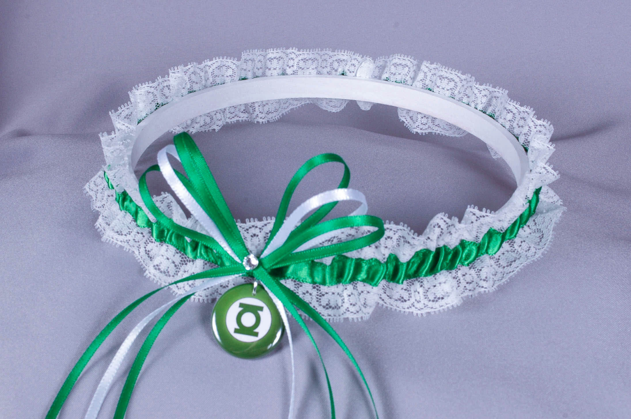 Green Lantern Lace Wedding Garter