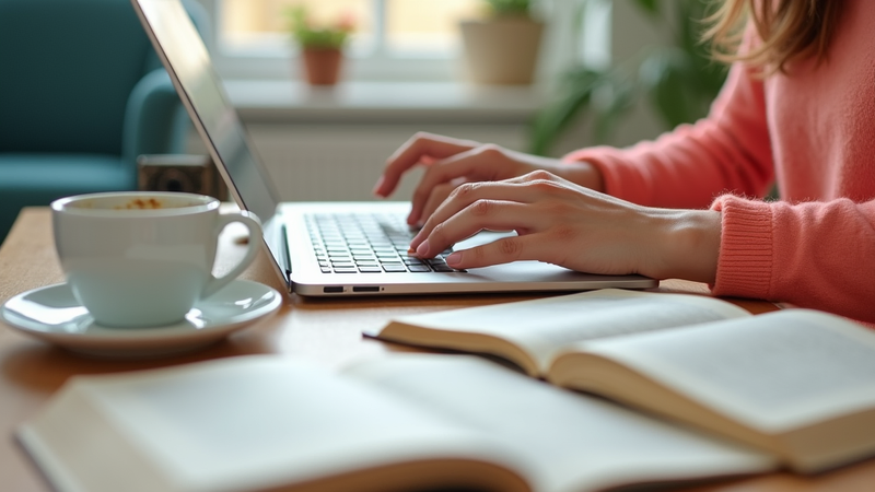 mom studying with coffee