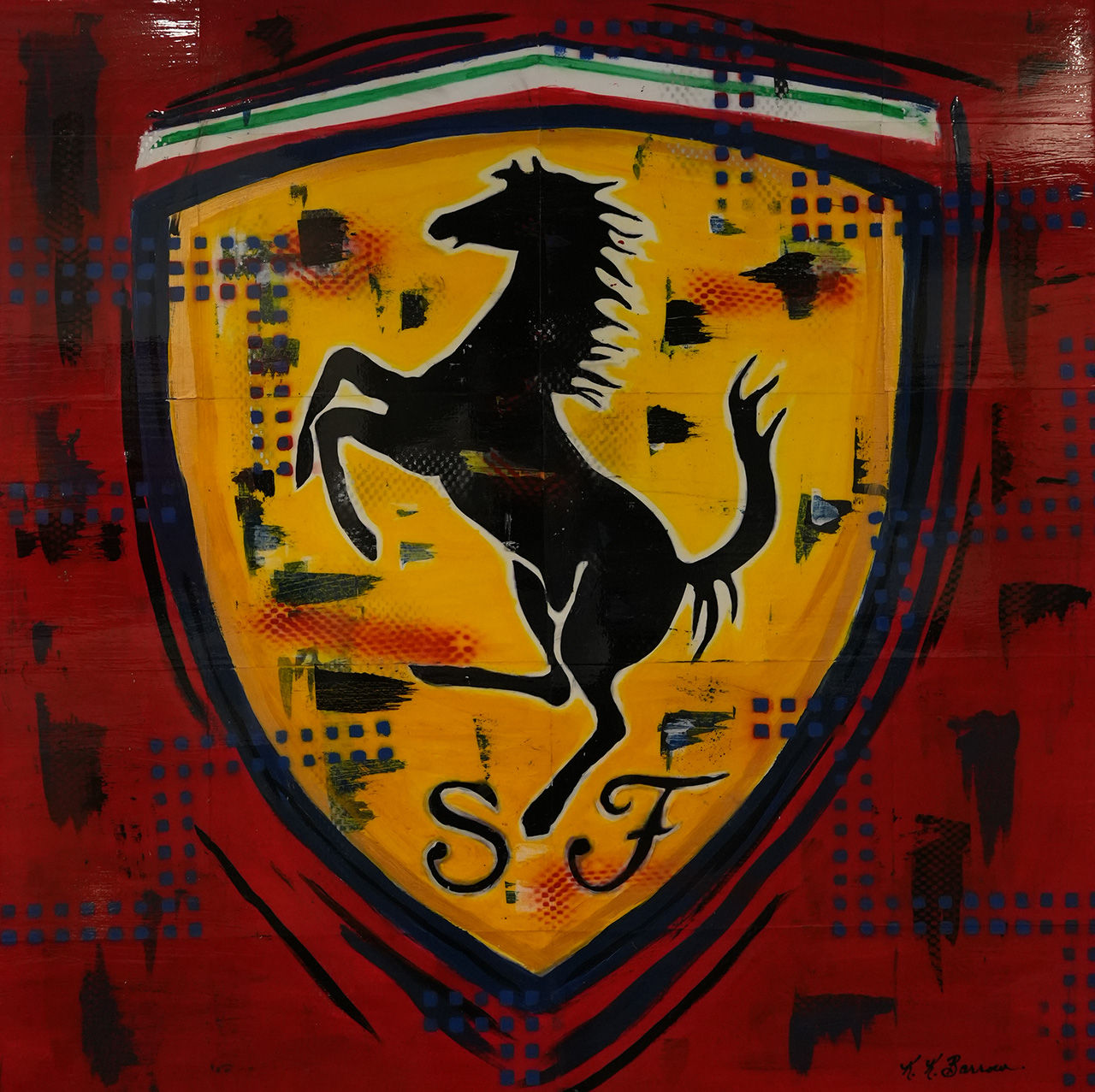 BLACK HORSE SHIELD IN RED(SOLD)