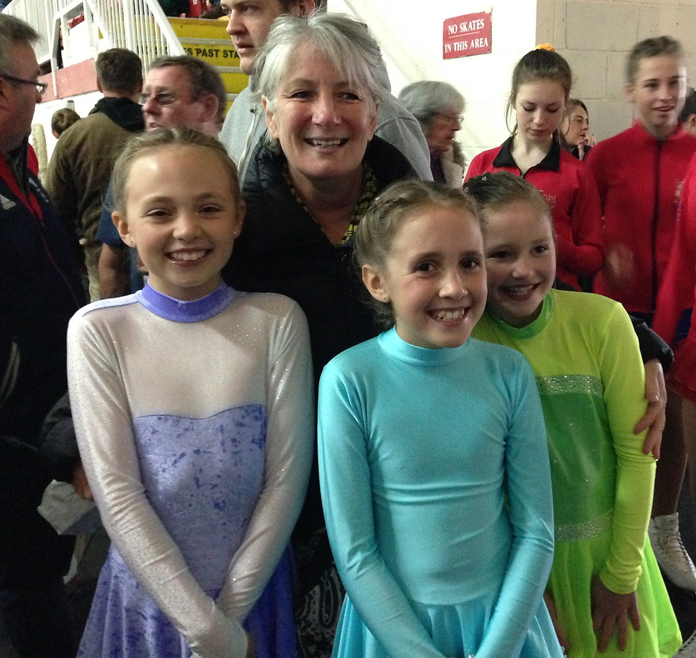 Jasmine, Louisa and Sophia with coach Debbie