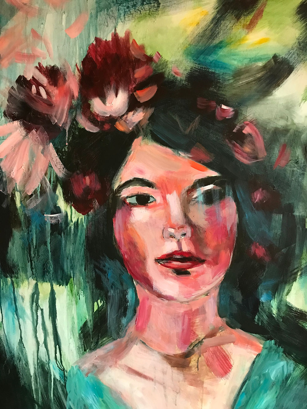 Miniaturbild: Dame in Blumen, 80x105cm