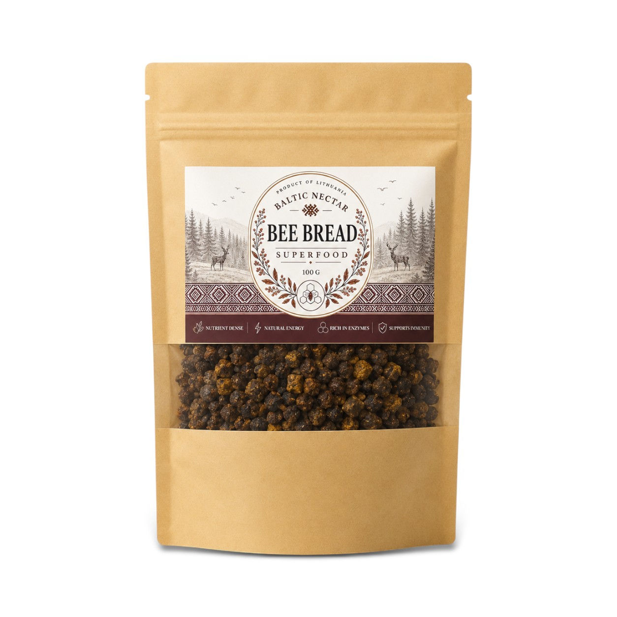 Bee Bread Natural Superfood 100 g. Paper Bag