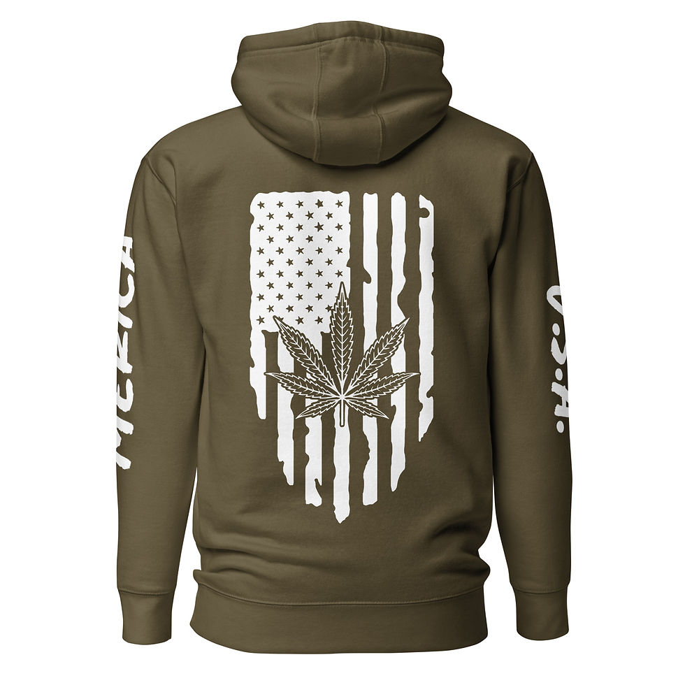 Thumbnail: Pot Leaf Hoodie with American Flag Background