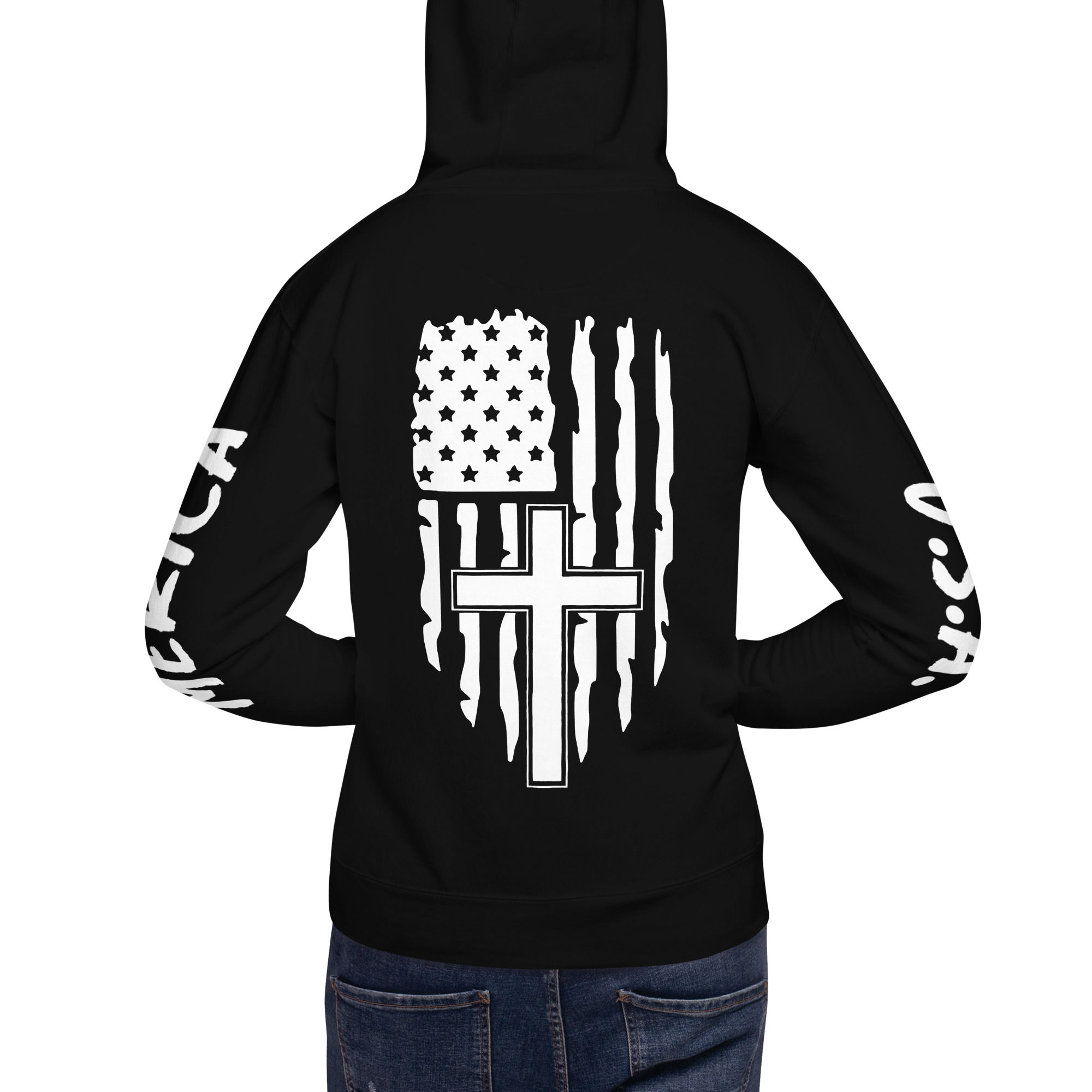 Cross with American Flag Background Hoodie