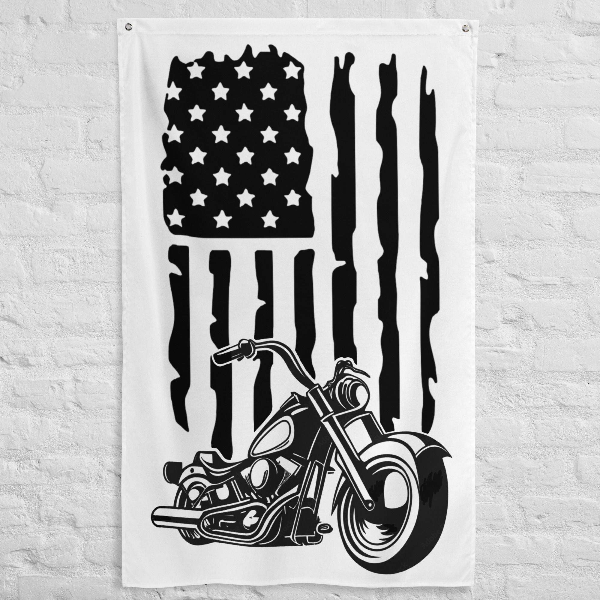 Distressed American Flag with Motorcycle