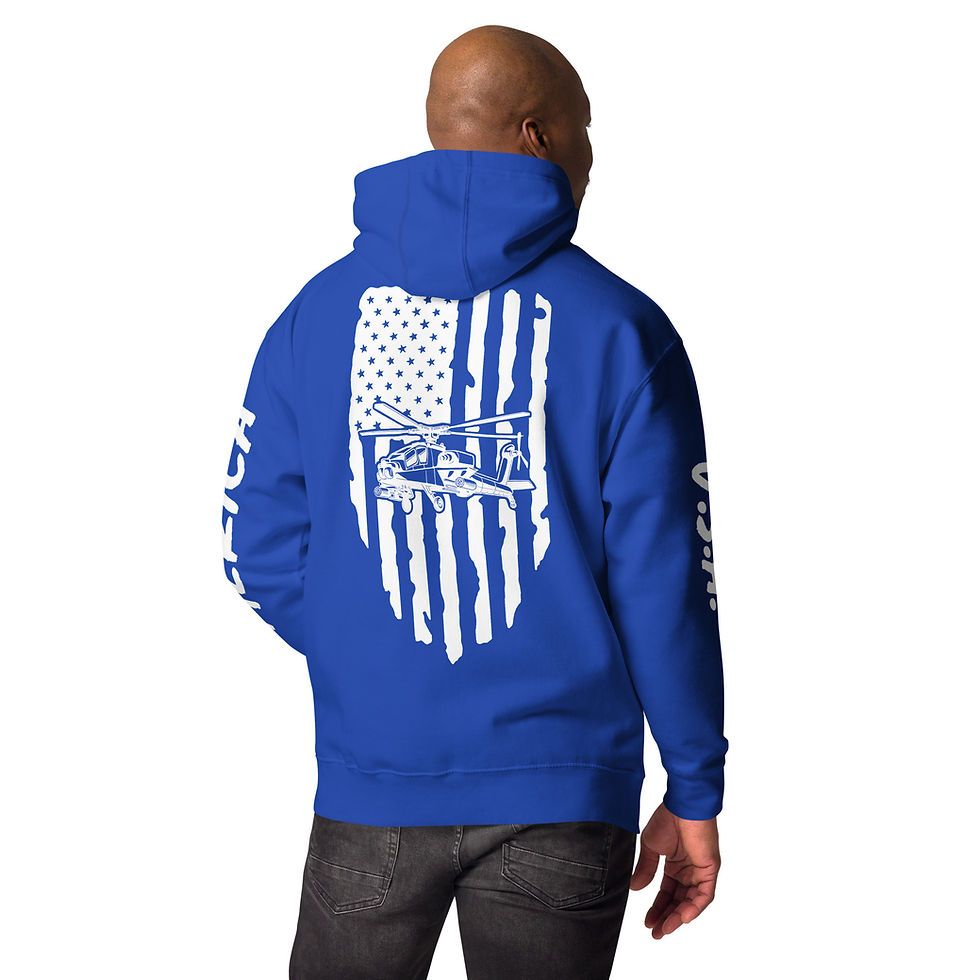 Thumbnail: Apache Helicopter with Flag Background Hoodie