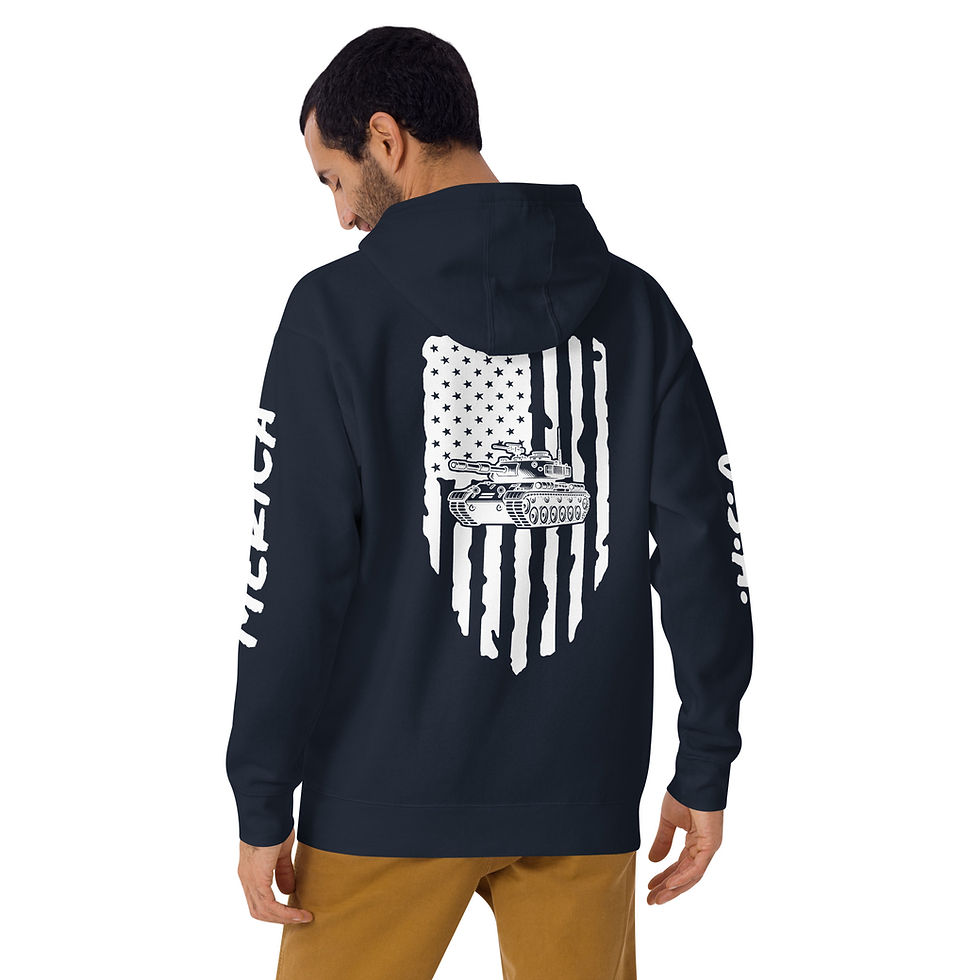 Thumbnail: Military Tank Hoodie with American Flag