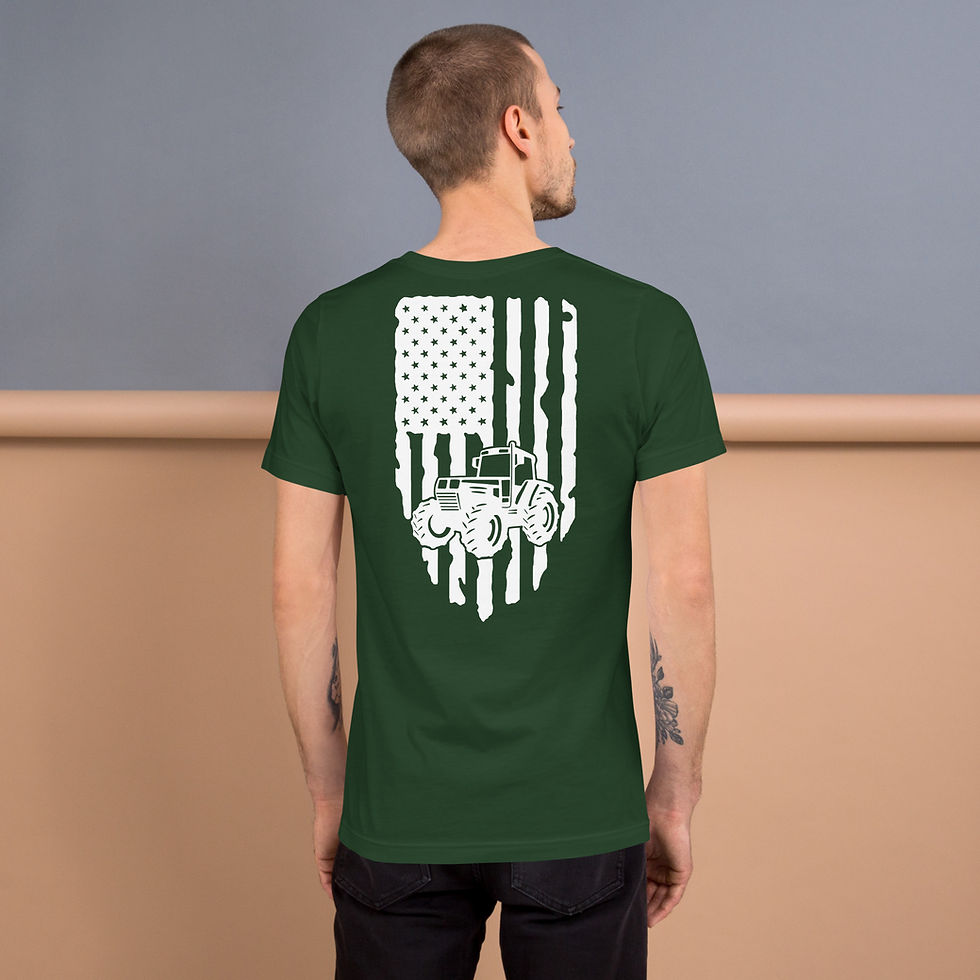 Thumbnail: T-Shirt with Tractor and Distressed American Flag Background