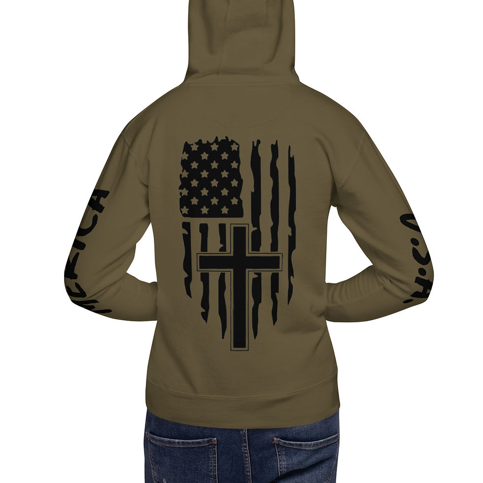 Thumbnail: Cross with American Flag Background Hoodie
