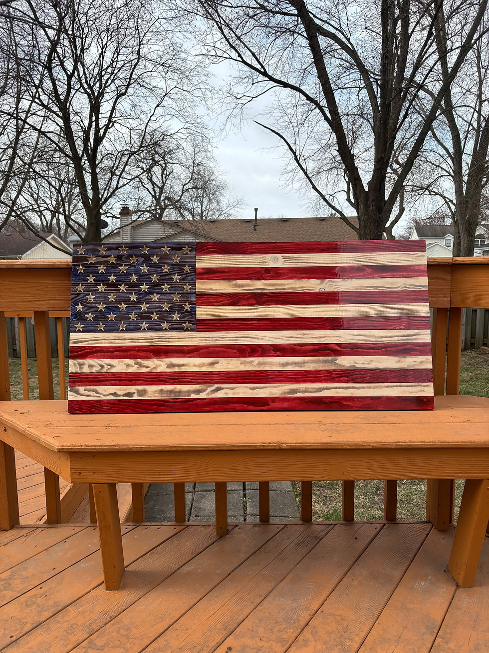 Large Burnt/Distressed Wood American Flag