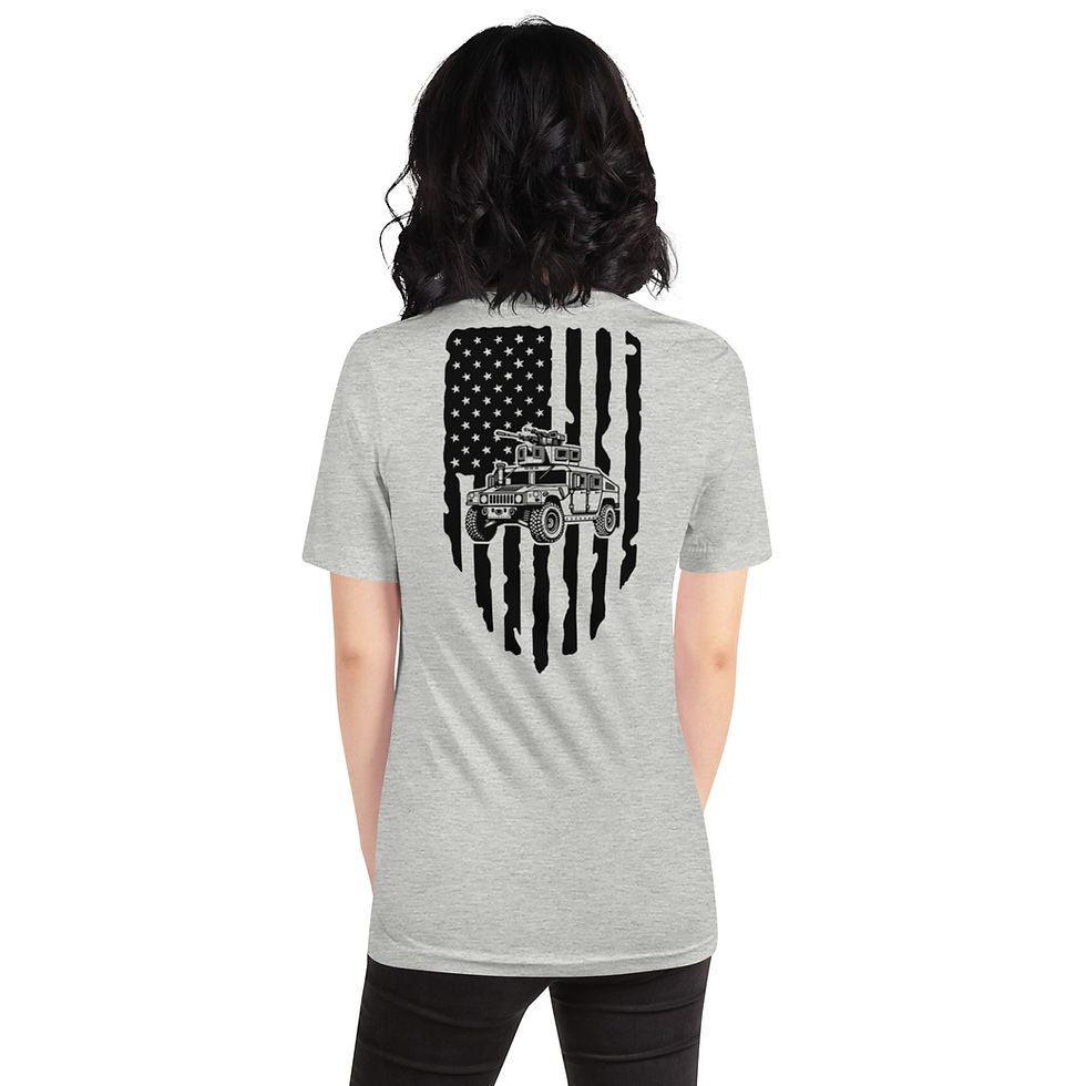 Thumbnail: Humvee with American Flag Background T-Shirt