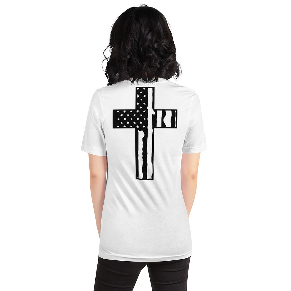 T-Shirt with Cross and Flag Background
