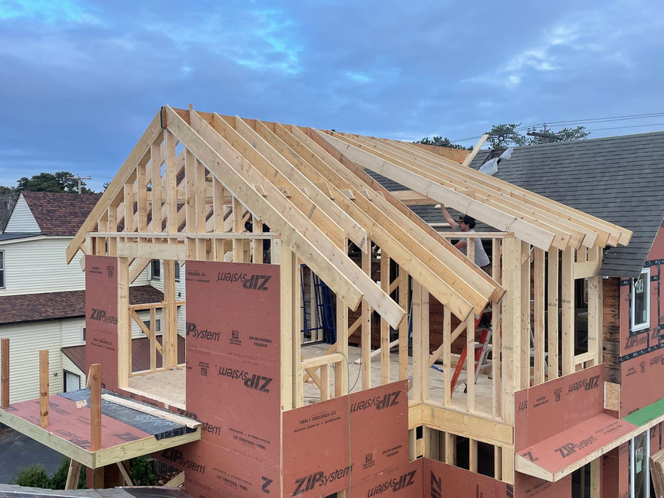 House framing with solar panels