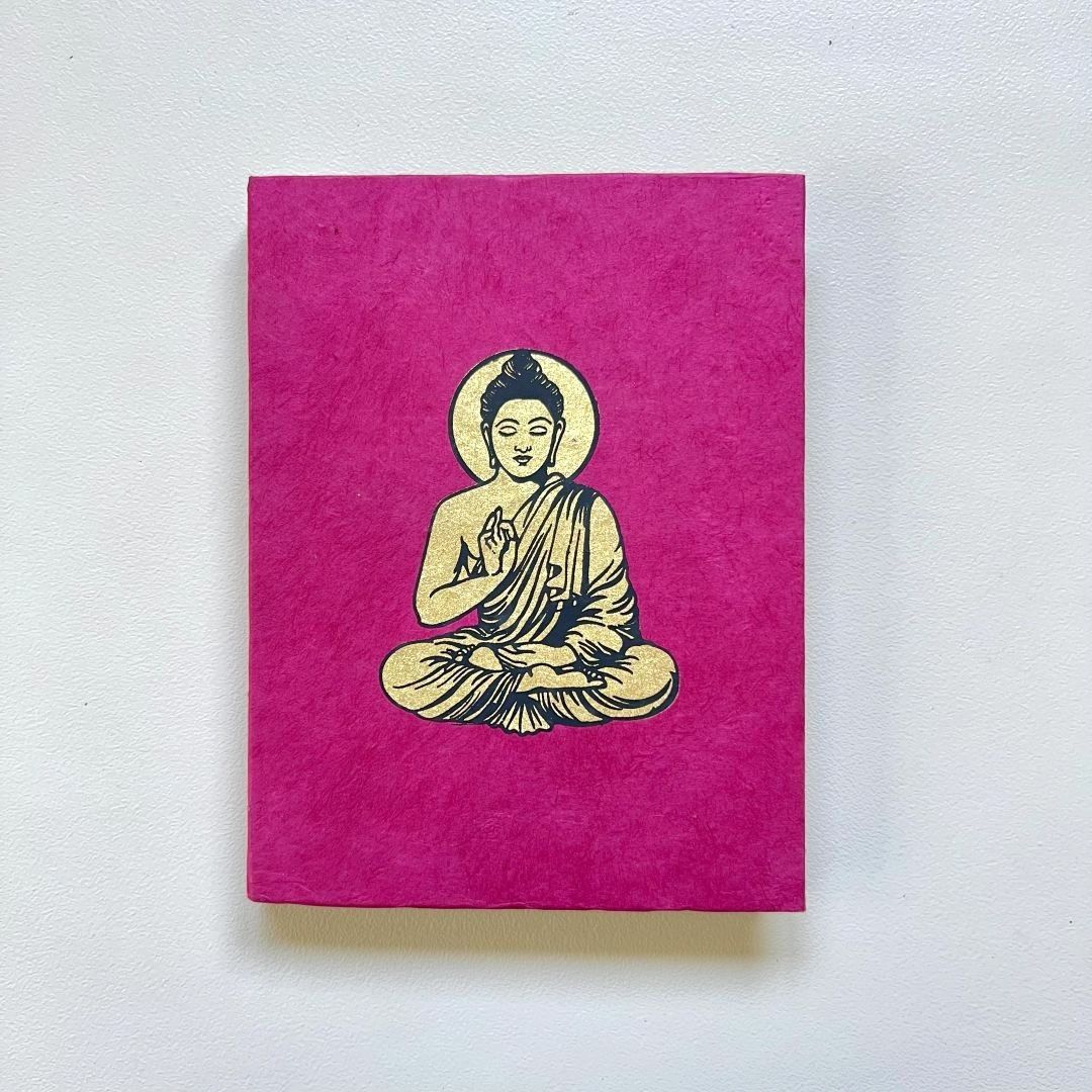 Handmade Natural Buddha Faced Notebook (手作りナチュラル ブッダ・フェイスノート) 8" X 6" Size