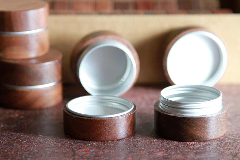 サムネイル： Bulk Pack of 18 ~ Black Walnut Cosmetic Tins with Lids