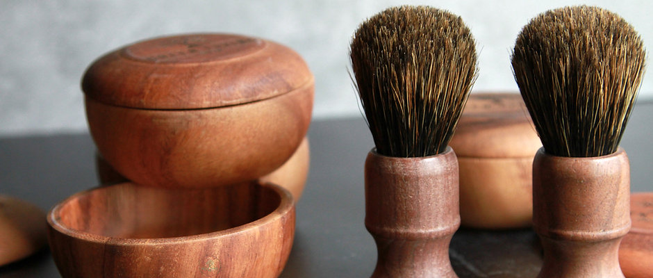 Walnut Wet Shaving Bowl Brush Set