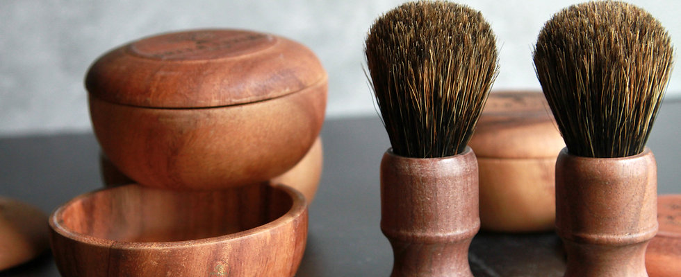 Walnut Wet Shaving Bowl Brush Set