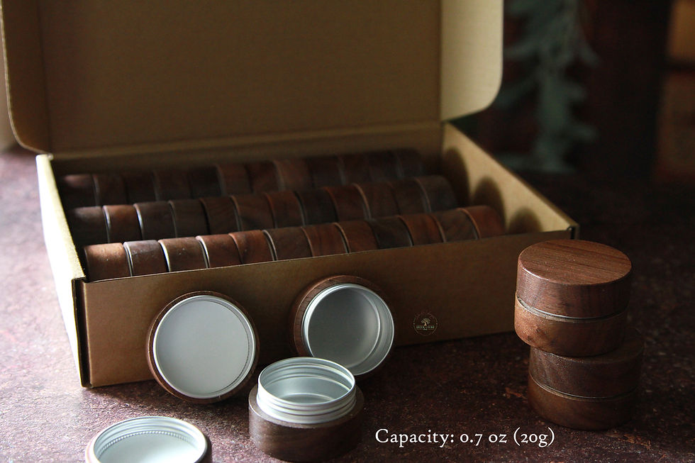 Bulk Pack of 18 ~ Black Walnut Cosmetic Tins with Lids