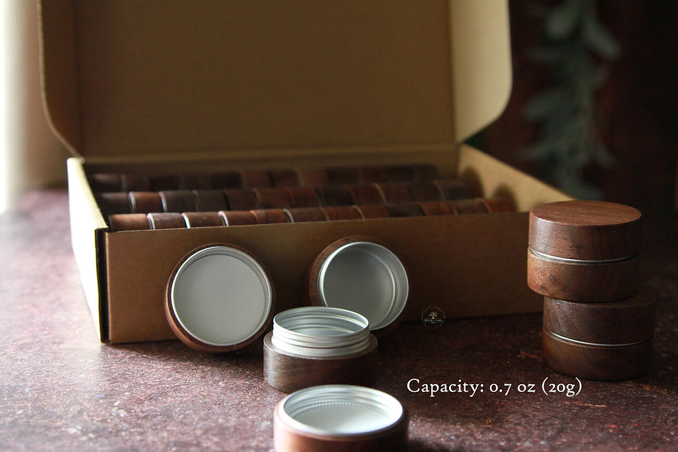 サムネイル： Bulk Pack of 18 ~ Black Walnut Cosmetic Tins with Lids