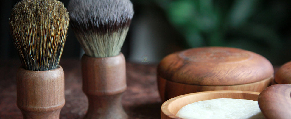 Black Walnut Shaving Bowl Brush Stand Soap Set