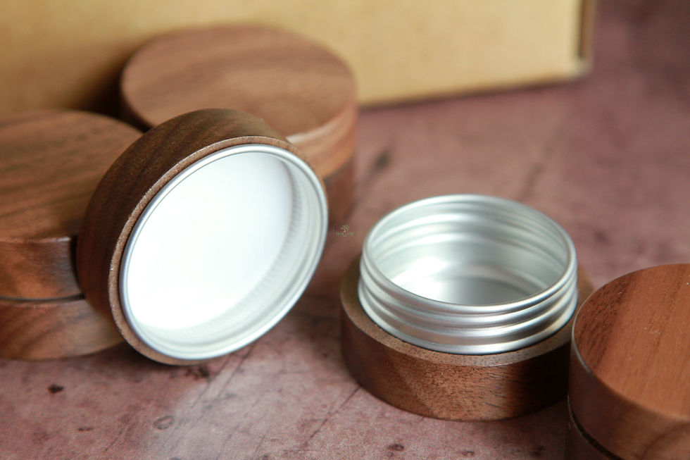 サムネイル： Bulk Pack of 24 ~ Black Walnut Cosmetic Tins with Lids