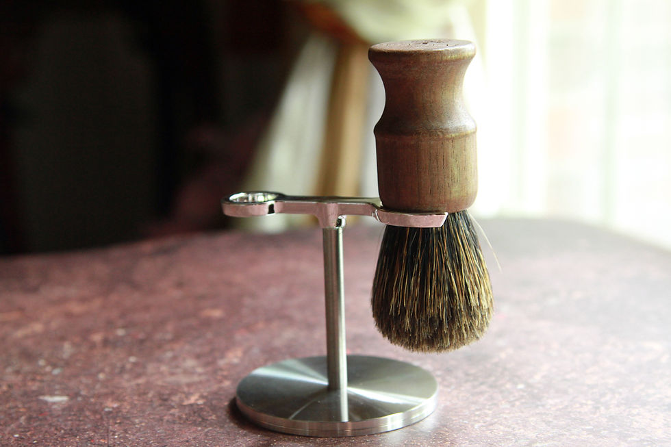 Thumbnail: Black Walnut Shaving Bowl Brush Stand Soap Set