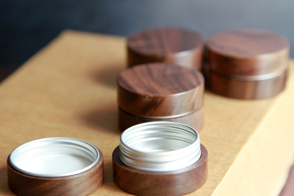 サムネイル： Bulk Pack of 24 ~ Black Walnut Cosmetic Tins with Lids