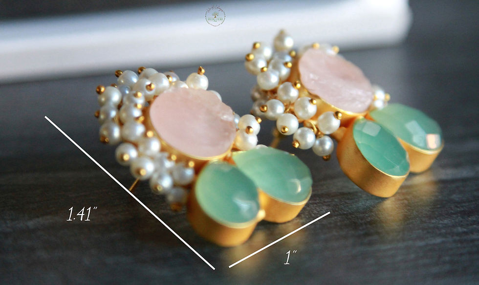 Thumbnail: Rose Quartz & Aqua Chalcedony Statement Earrings