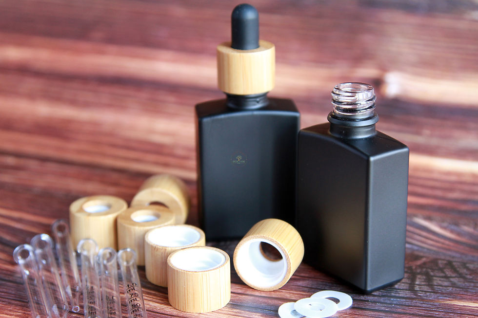 Rectangle Glass Bottle 1oz Bamboo Cap