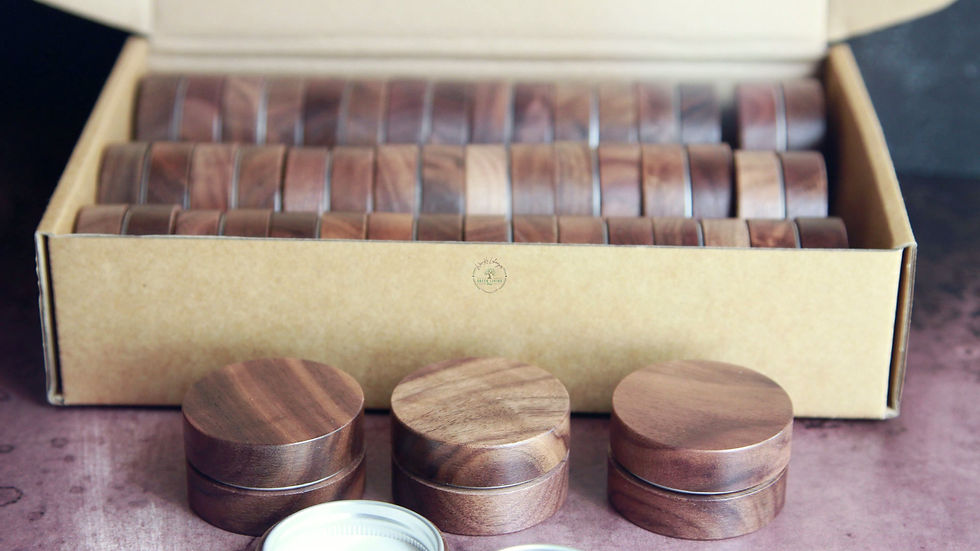 サムネイル： Bulk Pack of 24 ~ Black Walnut Cosmetic Tins with Lids