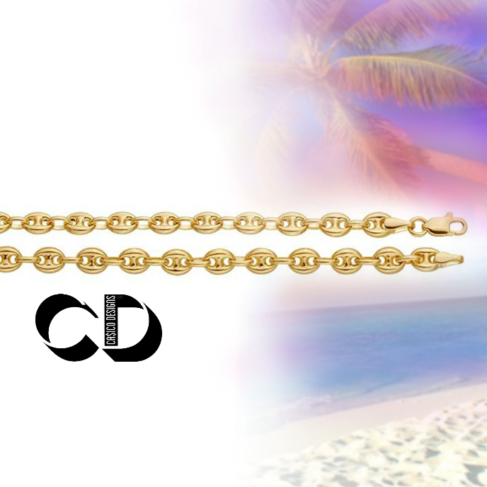Thumbnail: 14k Gold Puffed Mariner Link 4.7mm 18 INCHES