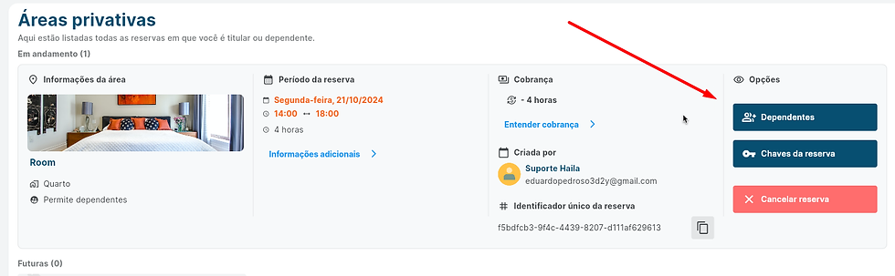 Como criar um link de convite a partir de uma reserva