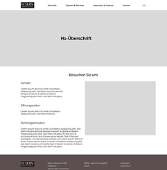 Der Wireframe zur Webseite "Öffnungszeiten & Kontakt" von Radis, mehr als ein Café.