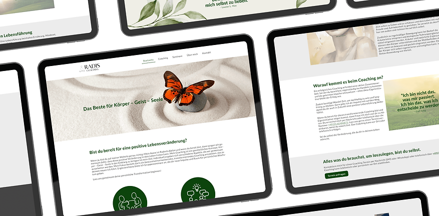 Ansichten der Website von Radis Coaching