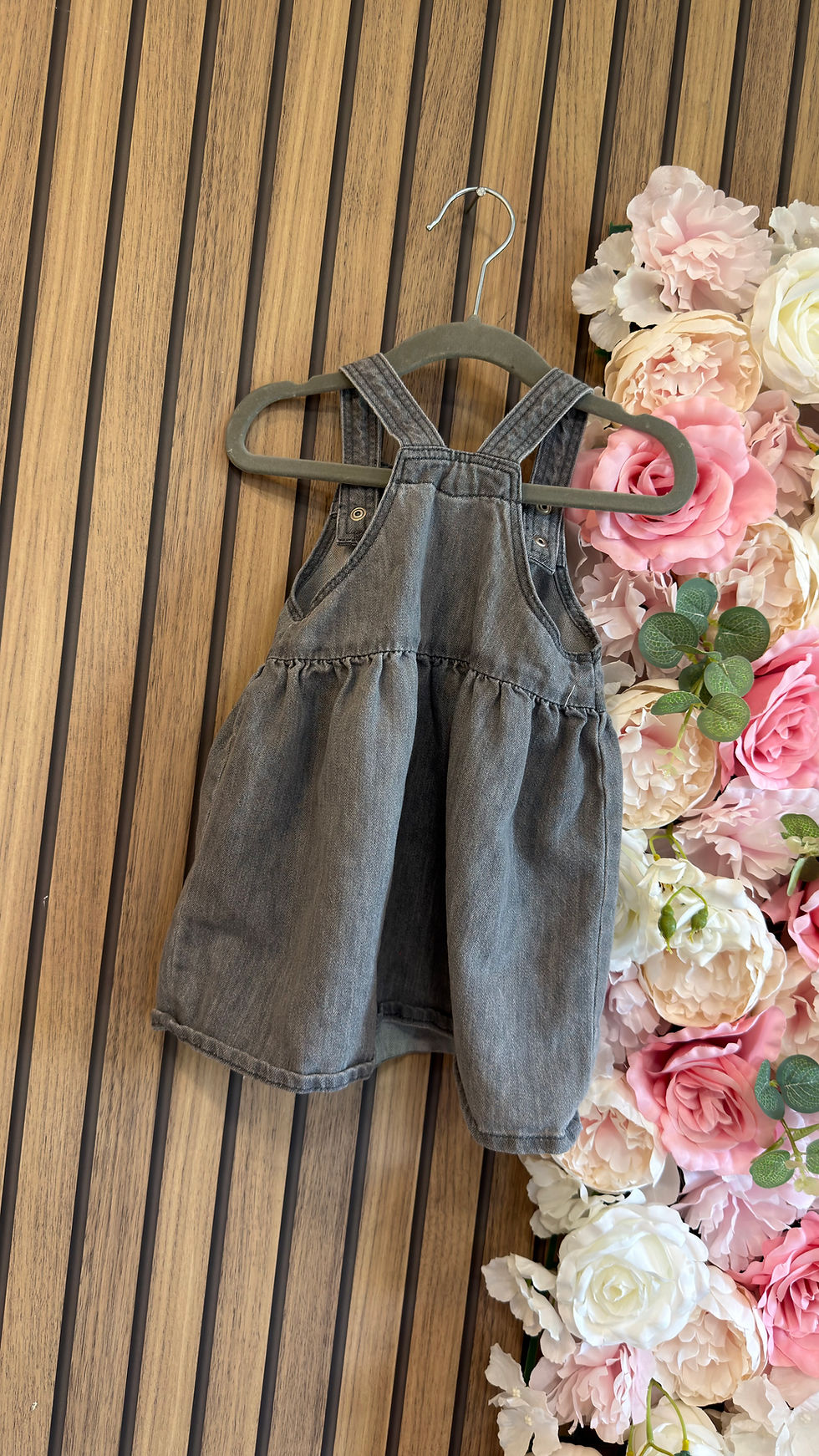 Thumbnail: Ready made - Clifford the red dog vintage style dungaree dress size9-12m