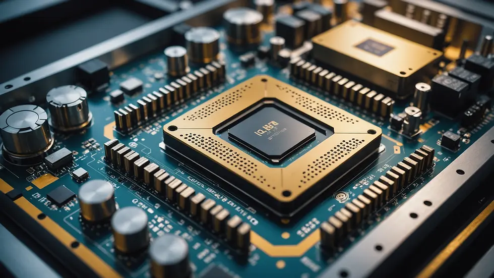 Close-up view of a quantum processor in a lab environment