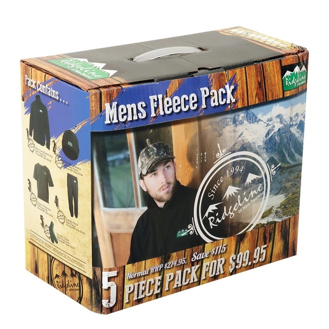 Ridgeline Mens 5 Piece Fleece Pack Olive/Black L