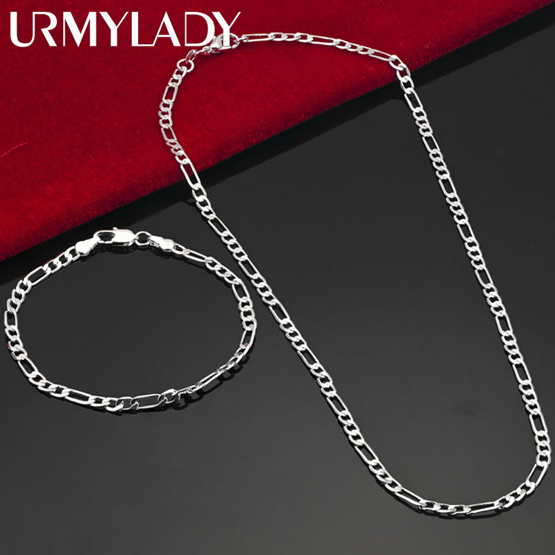 Noble new arrive 925 sterling silver 4MM chain for men Women Bracelet Necklace j