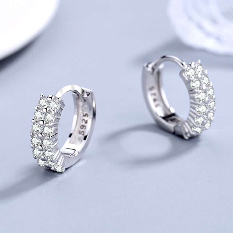 URMYLADY 925 Sterling silver needle Earrings Fashion High Quality Jewelry Double