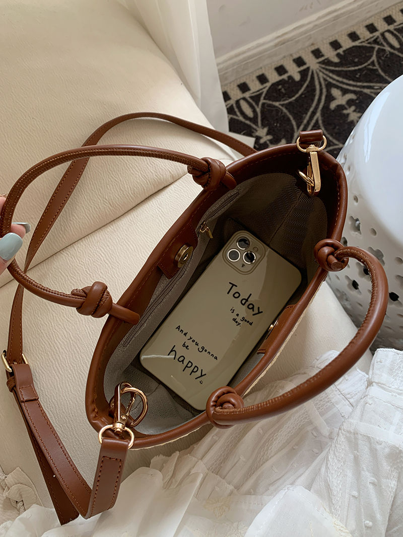 Miniatura: Summer Vacation Women's Beach Straw Shoulder Bag Retro Design Ladies Portable Cr