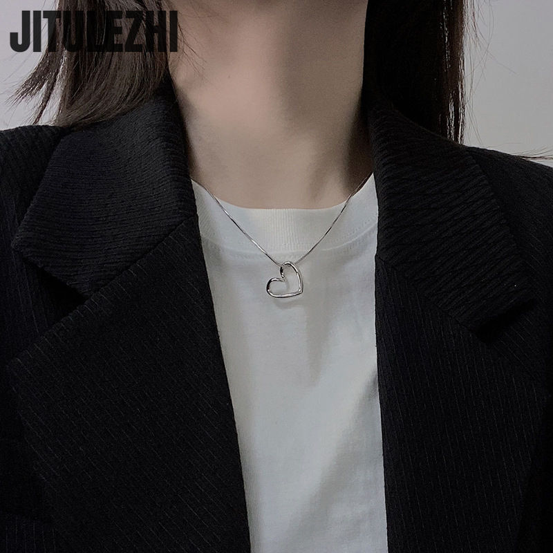 925 Sterling Silver Necklace Pendant For Women Jewelry Hollow Heart Necklace 202