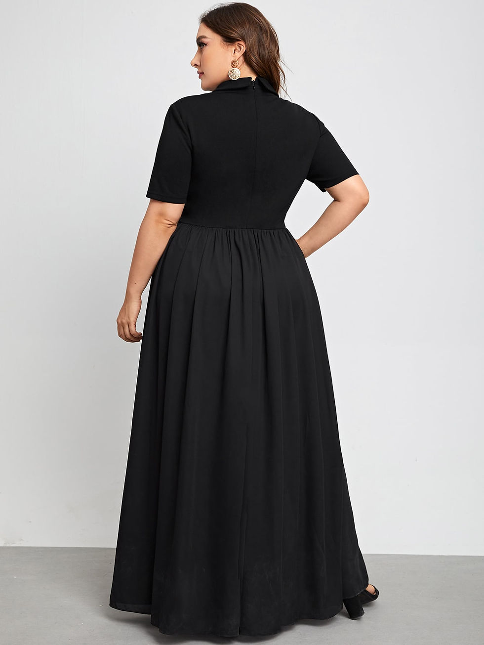 Thumbnail: SHEIN Plus Lapel Collar Solid Jumpsuit With Skirt