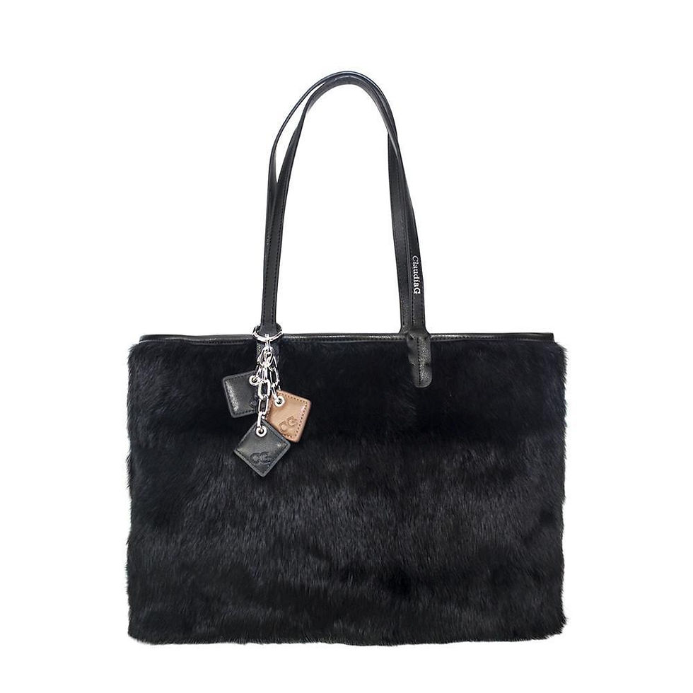 Thumbnail: Olivia Fur+Leather Handbag - Black