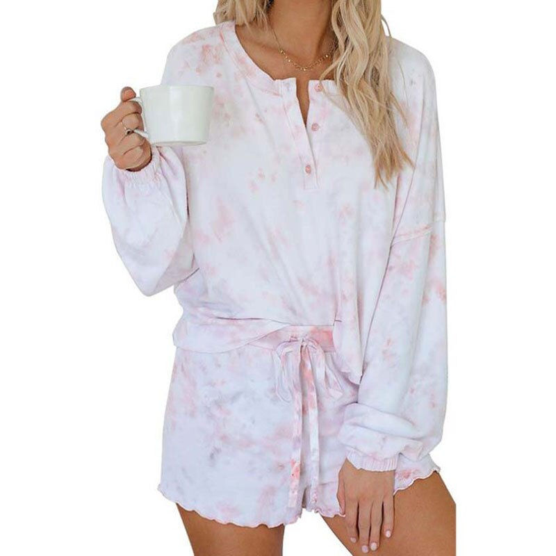 Thumbnail: Tie Dye Loungewear Set Shorts Lounge Women Home Wear Sleep Wear Pyjama Femme